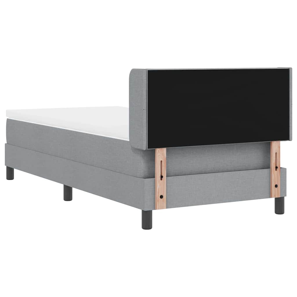 Lit à ressorts avec tête de lit Gris clair 200 x 100 cm tissu
