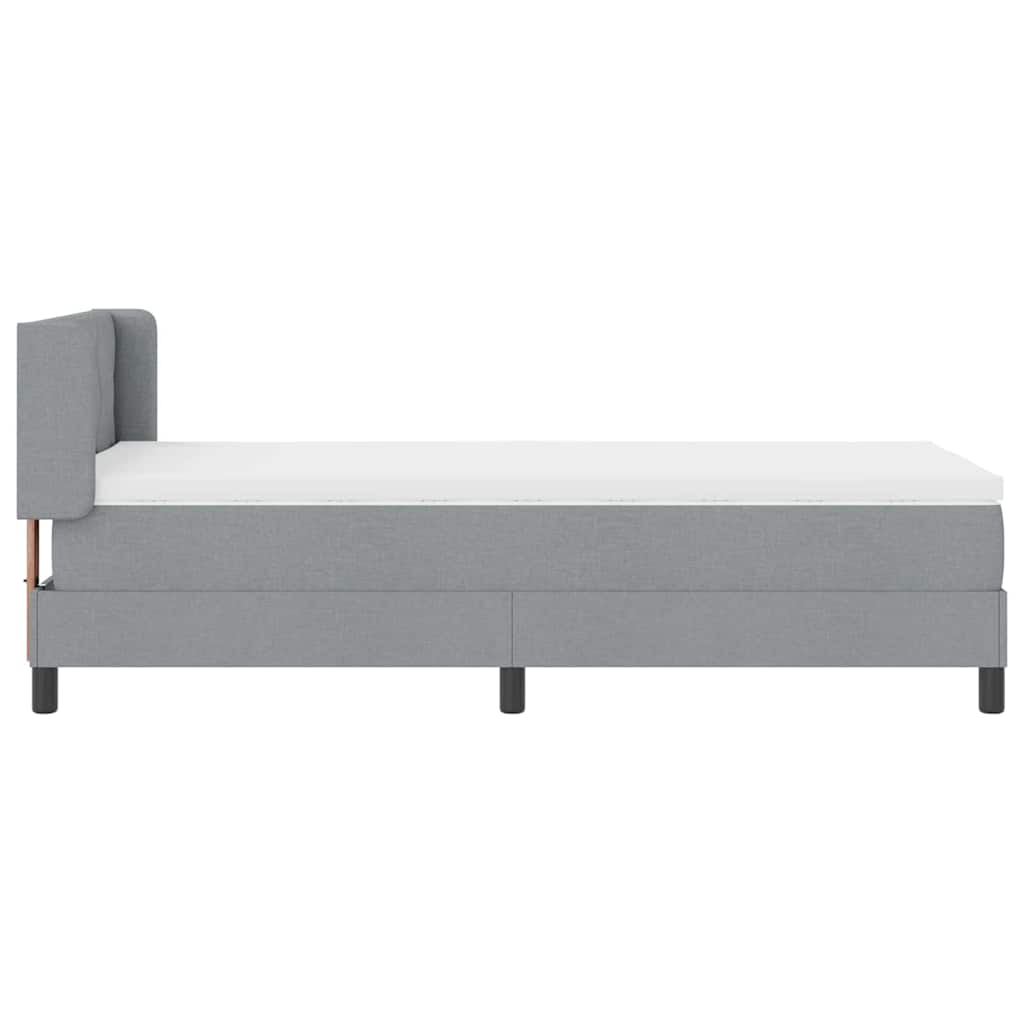 Lit à ressorts avec tête de lit Gris clair 200 x 100 cm tissu