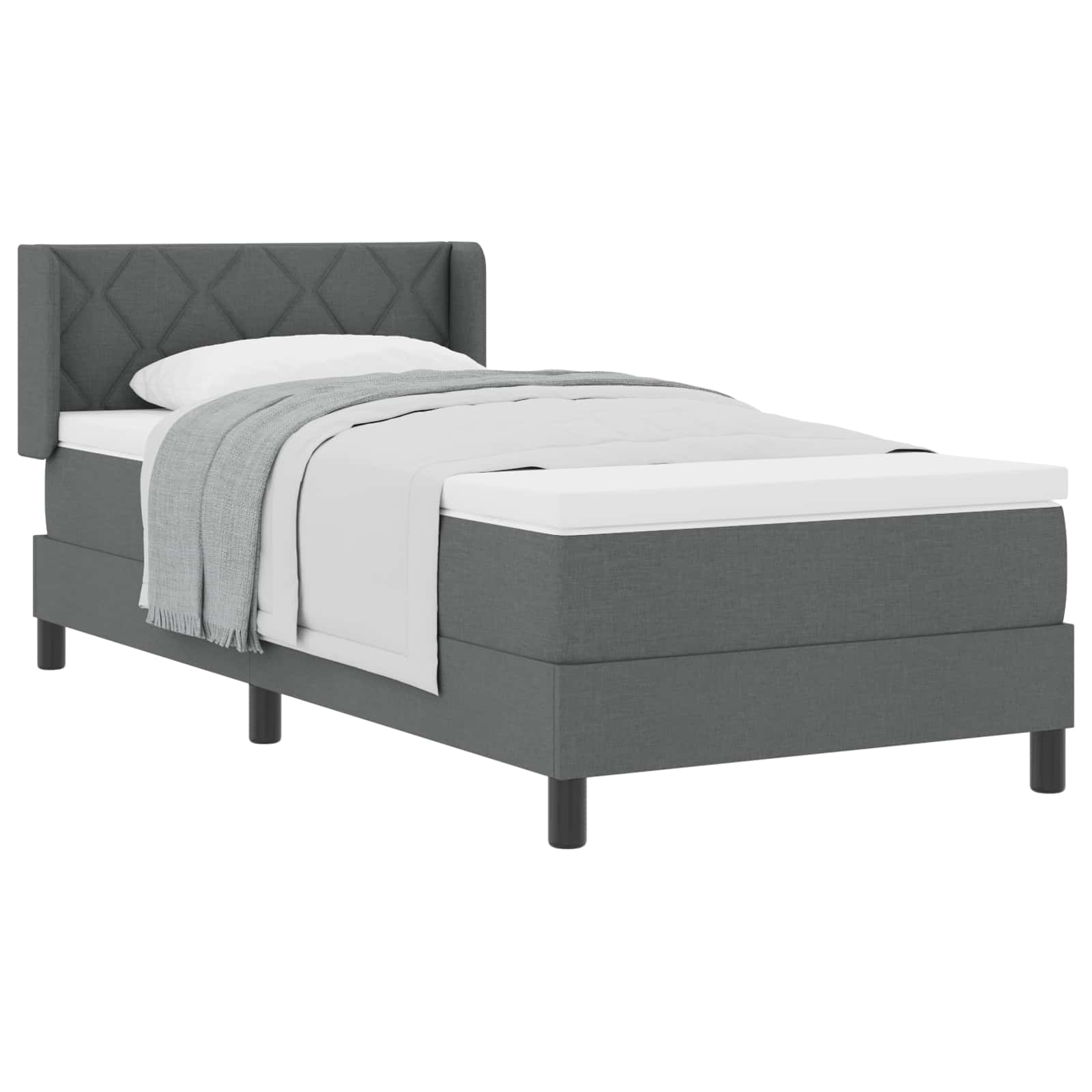 Lit à ressorts avec tête de lit Gris foncé 200 x 100 cm tissu - XIOS