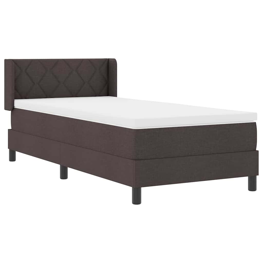 Lit à ressorts avec tête de lit Marron foncé 200 x 100 cm tissu - XIOS