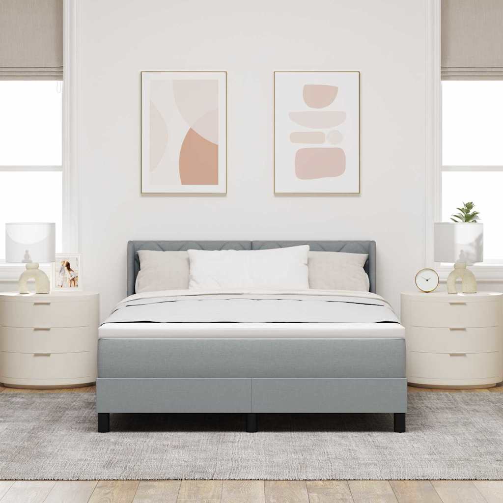 Lit à ressorts avec tête de lit Gris clair 200 x 140 cm tissu