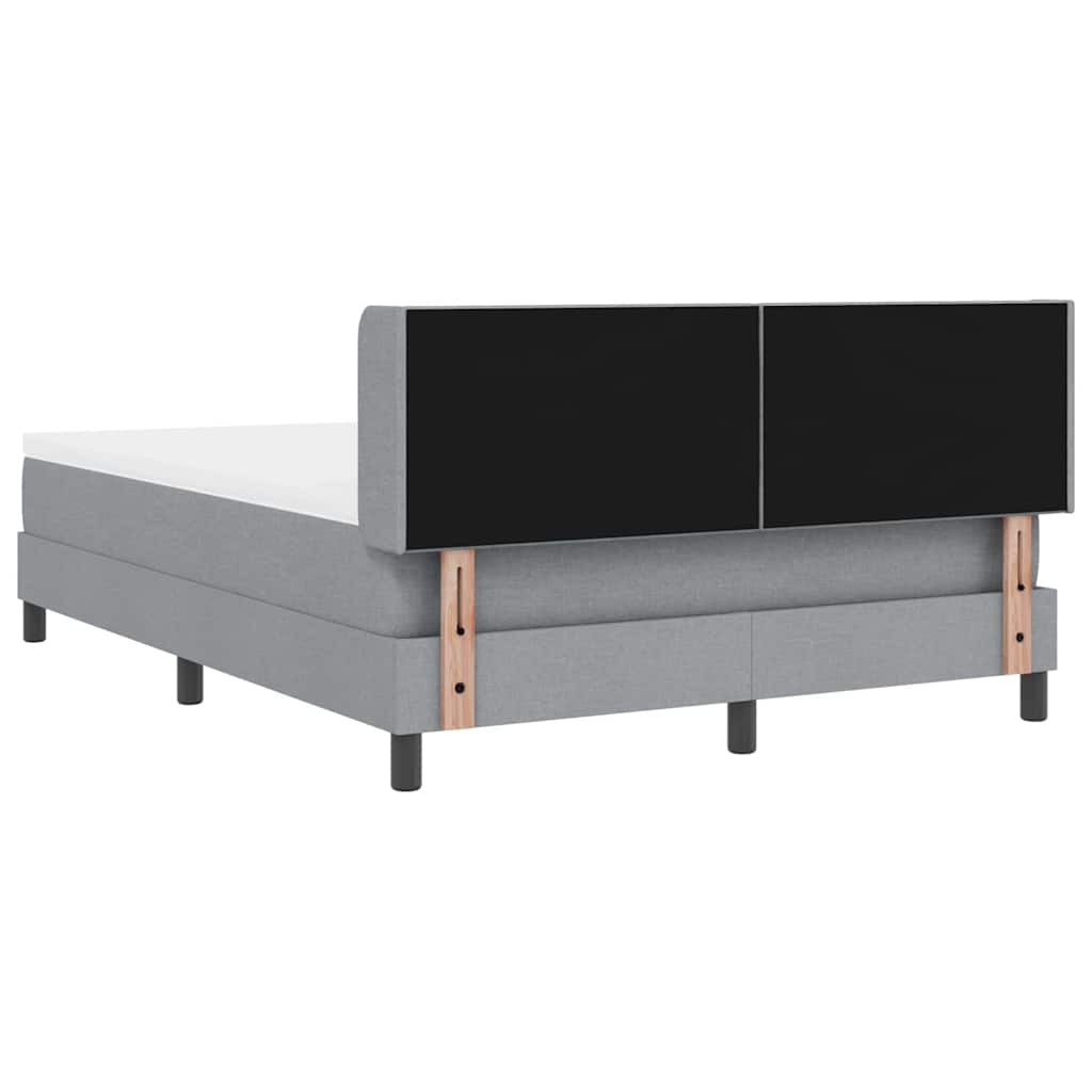 Lit à ressorts avec tête de lit Gris clair 200 x 140 cm tissu