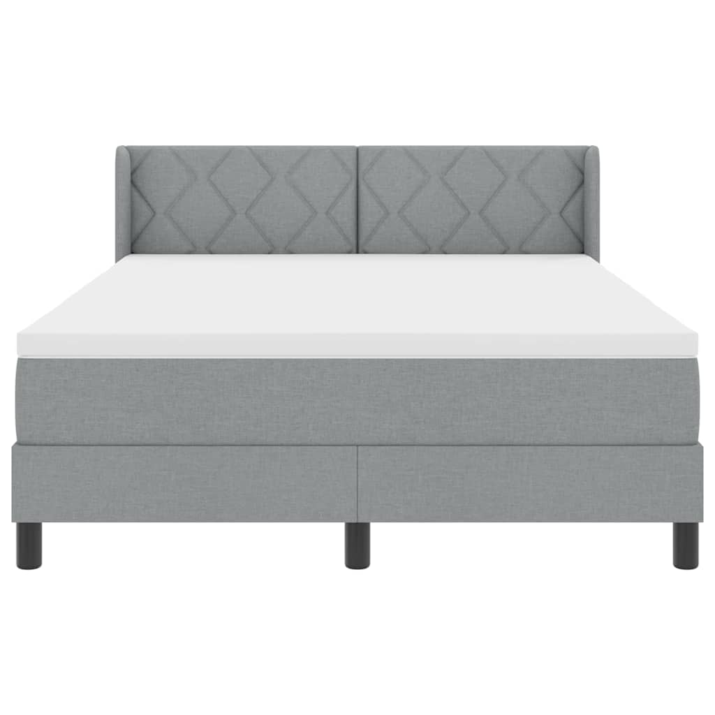 Lit à ressorts avec tête de lit Gris clair 200 x 140 cm tissu