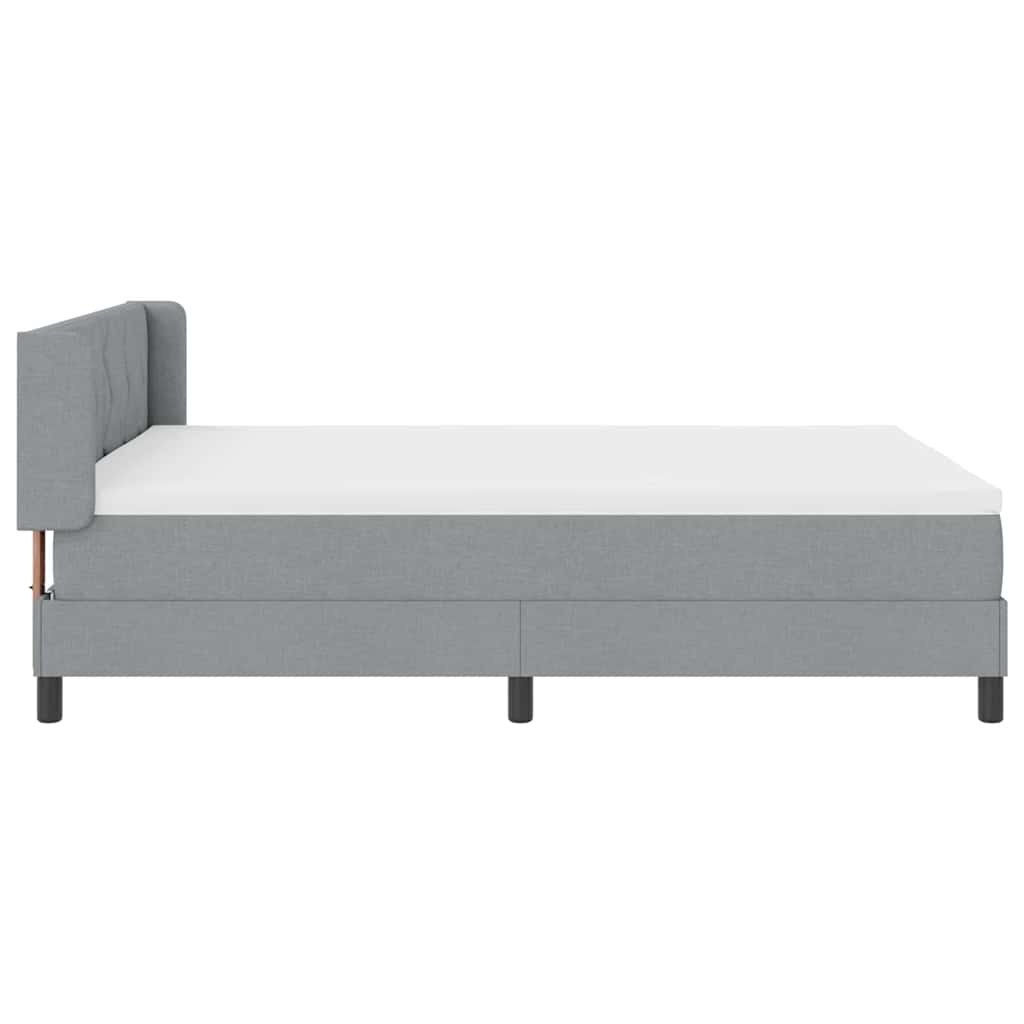 Lit à ressorts avec tête de lit Gris clair 200 x 140 cm tissu