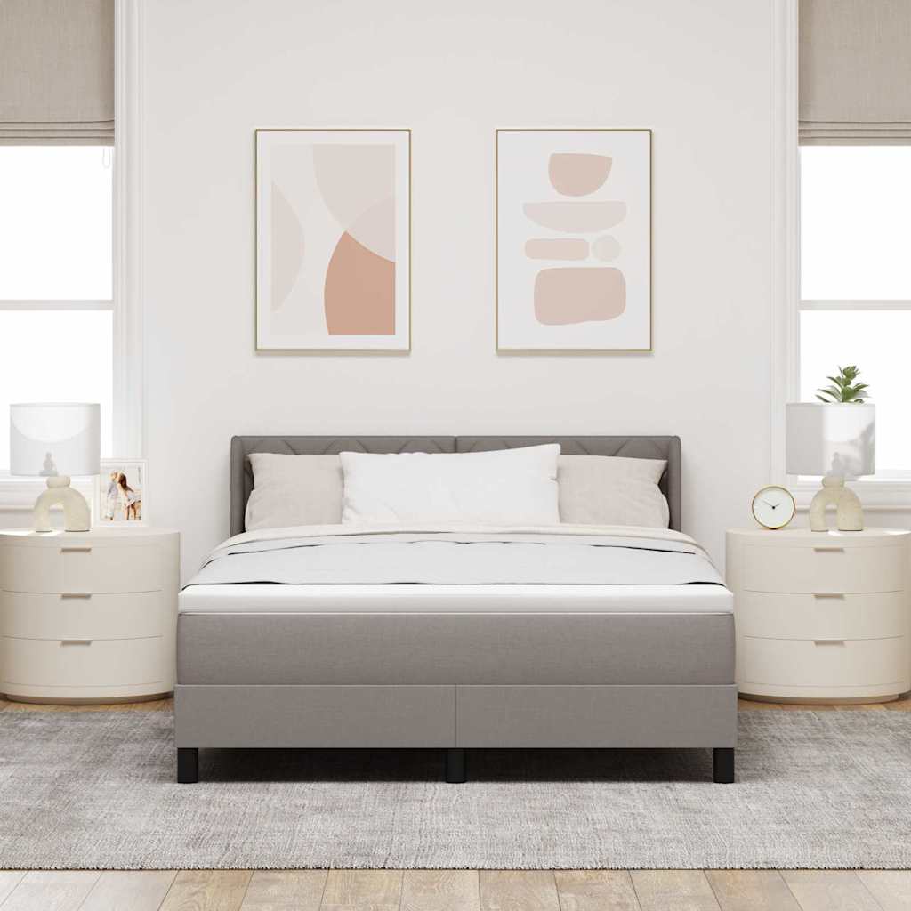 Lit à ressorts avec coussin Taupe 200 x 140 cm tissu
