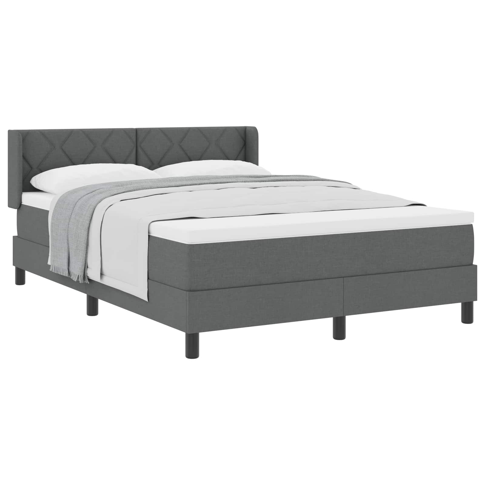 Lit à ressorts avec matelas Gris foncé 200 x 160 cm Polyester - XIOS