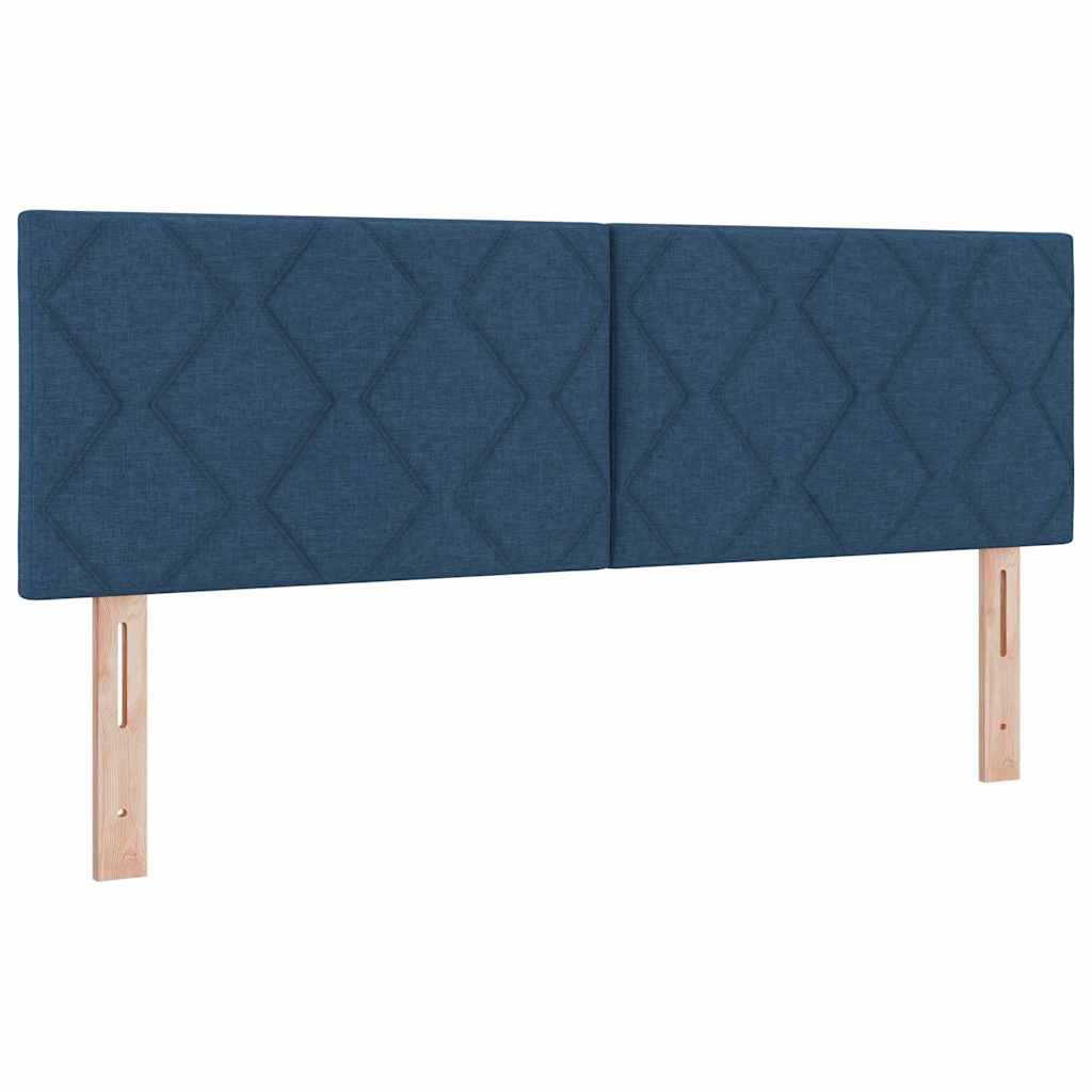 Lit à ressorts avec tête de lit Bleu 200 x 160 cm tissu