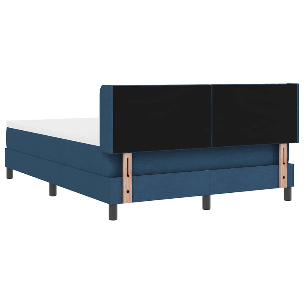 Lit à ressorts avec tête de lit Bleu 200 x 160 cm tissu