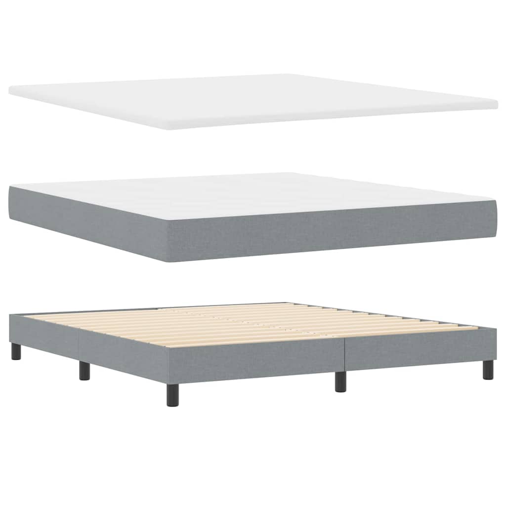 Lit à ressorts avec tête de lit Gris clair 200 x 180 cm tissu