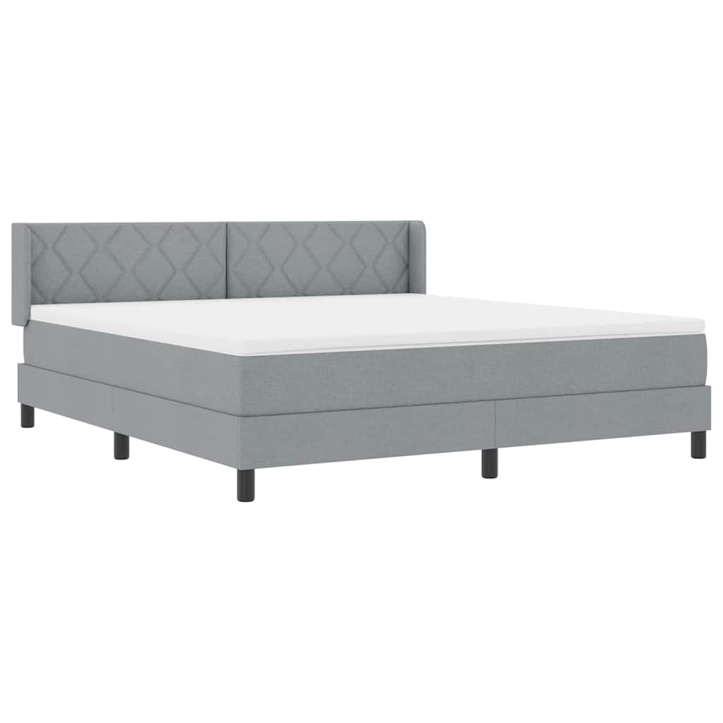Lit à ressorts avec tête de lit Gris clair 200 x 180 cm tissu