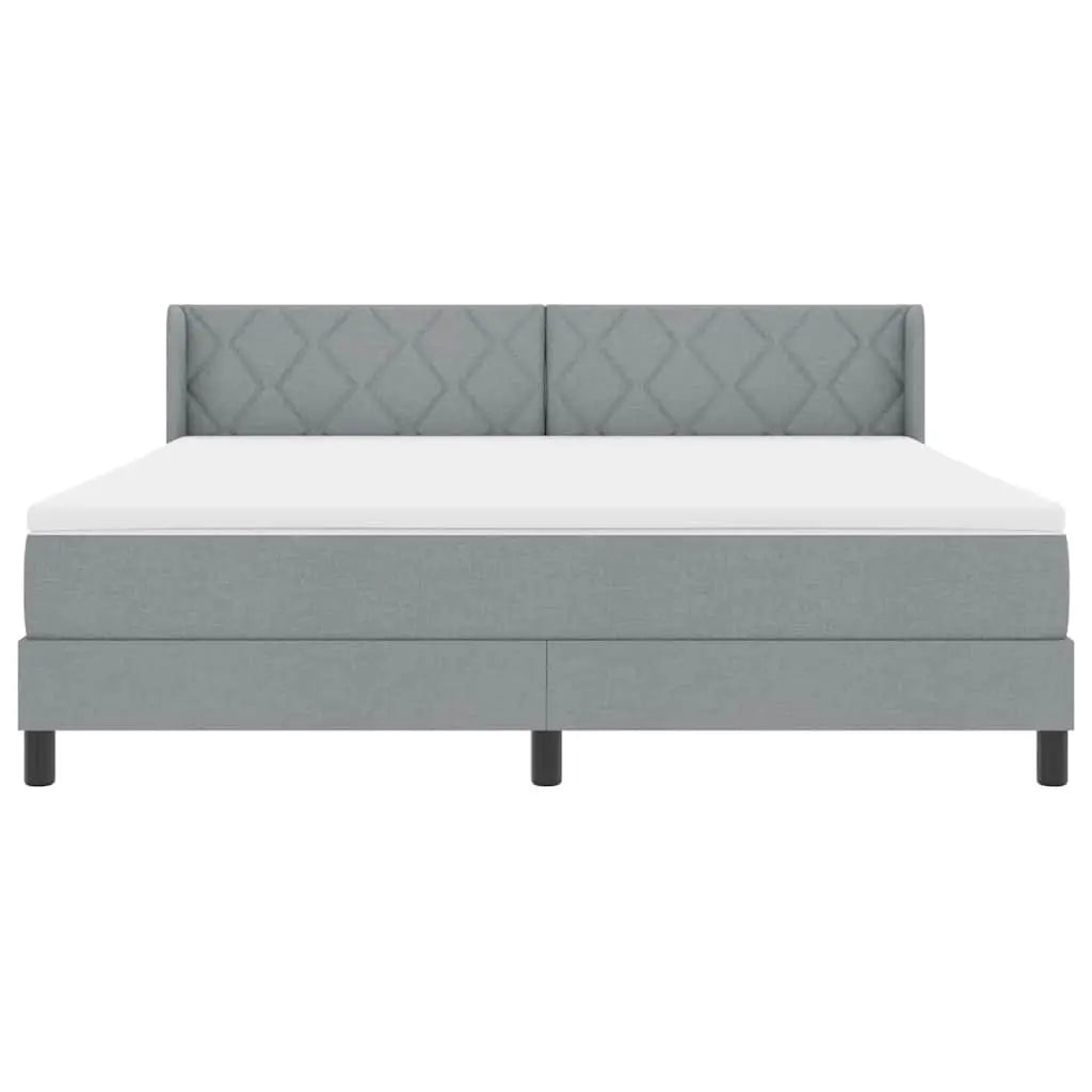 Lit à ressorts avec tête de lit Gris clair 200 x 180 cm tissu - XIOS