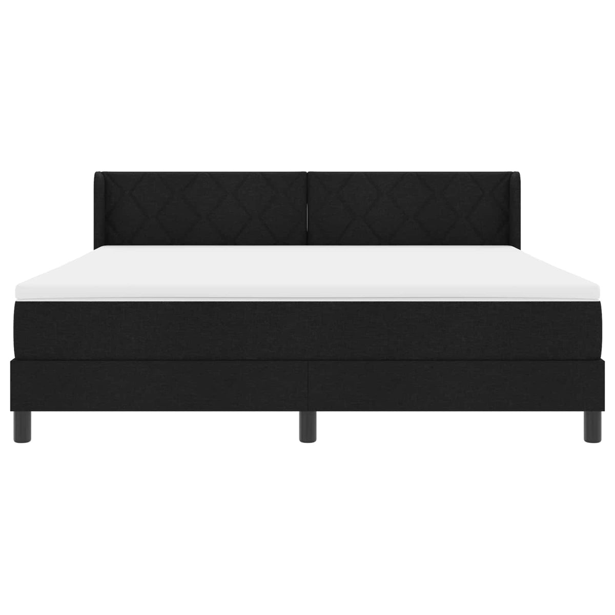 Lit à ressorts avec tête de lit Noir 200 x 180 cm tissu