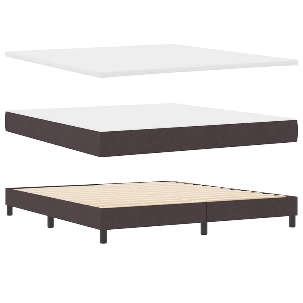 Lit à ressorts avec tête de lit Marron foncé 200 x 180 cm tissu