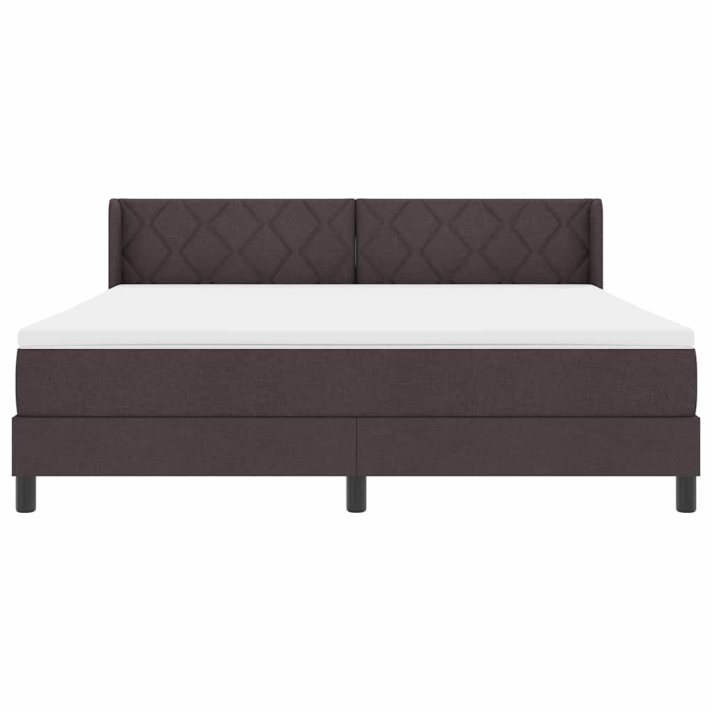 Lit à ressorts avec tête de lit Marron foncé 200 x 180 cm tissu