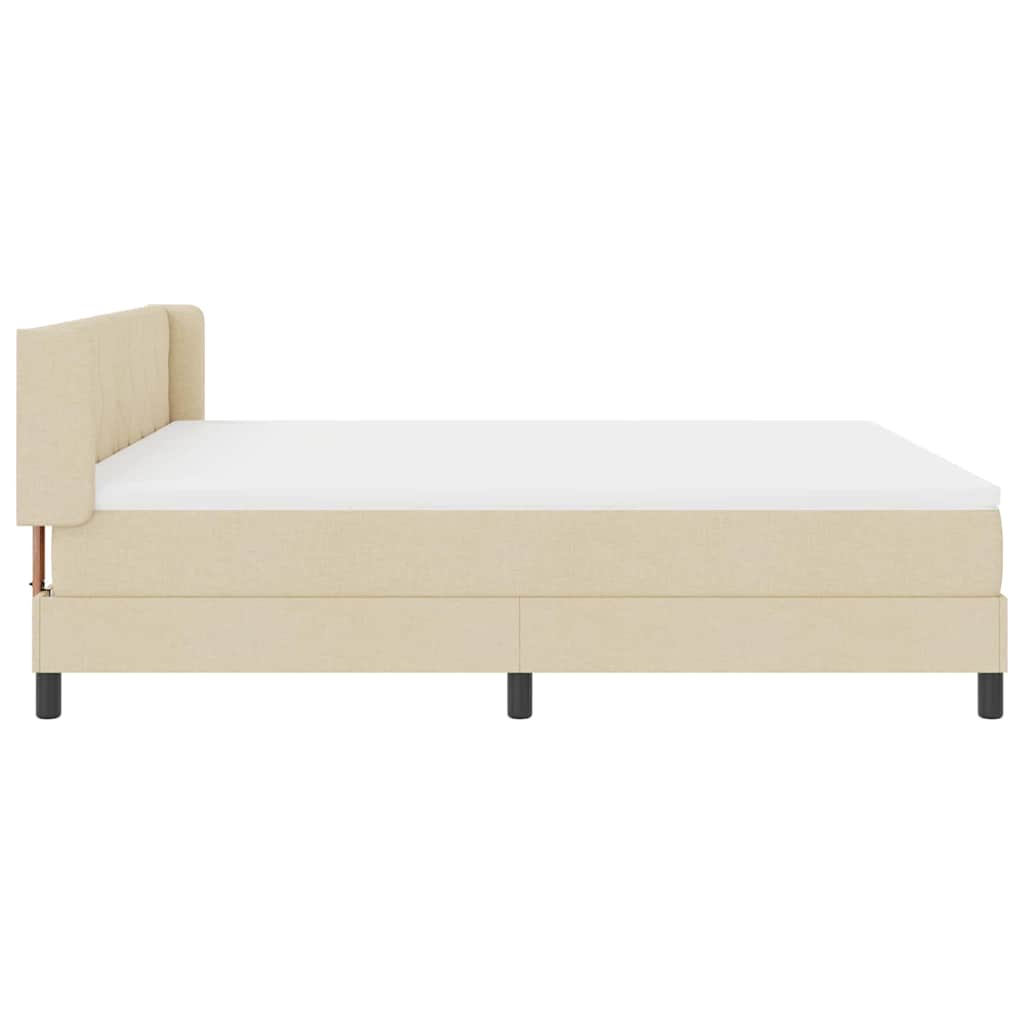 Lit à ressorts avec tête de lit Crème 200 x 180 cm tissu