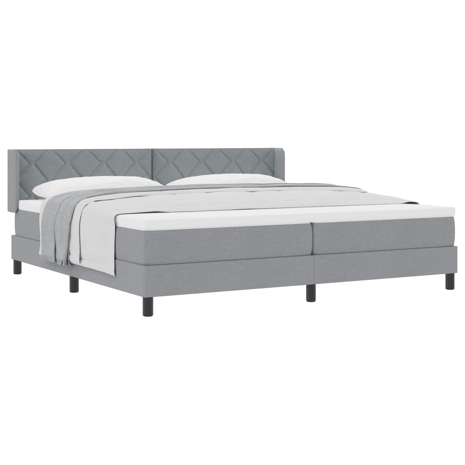 Lit à ressorts avec matelas Gris clair 200 x 200 cm Polyester