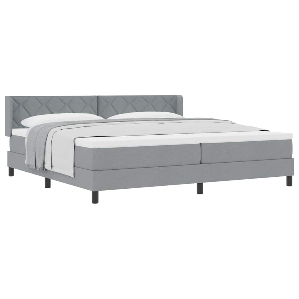 Lit boxspring avec matelas avec matelas Gris clair 200 x 200 cm