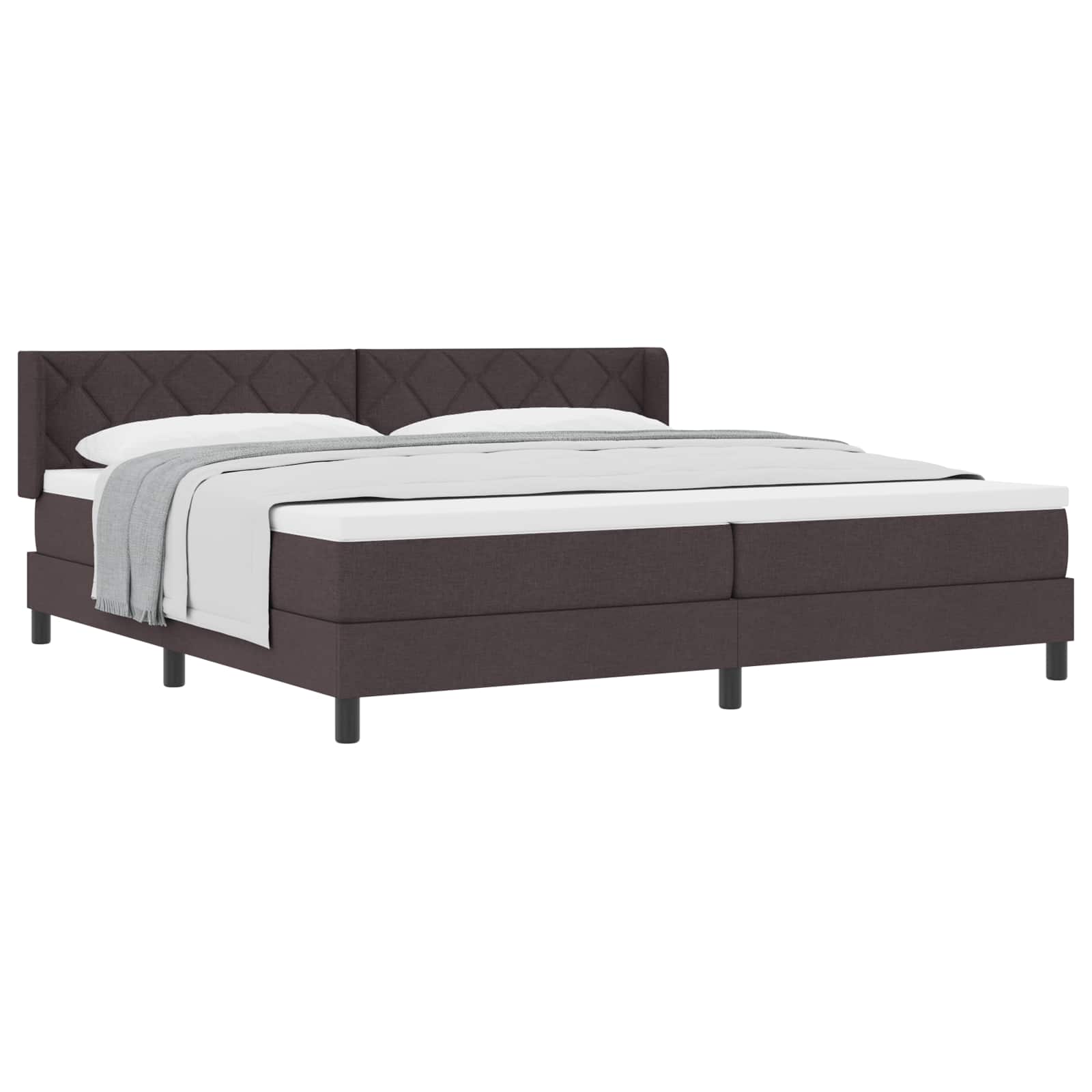 Lit à ressorts avec tête de lit Marron foncé 200 x 200 cm tissu