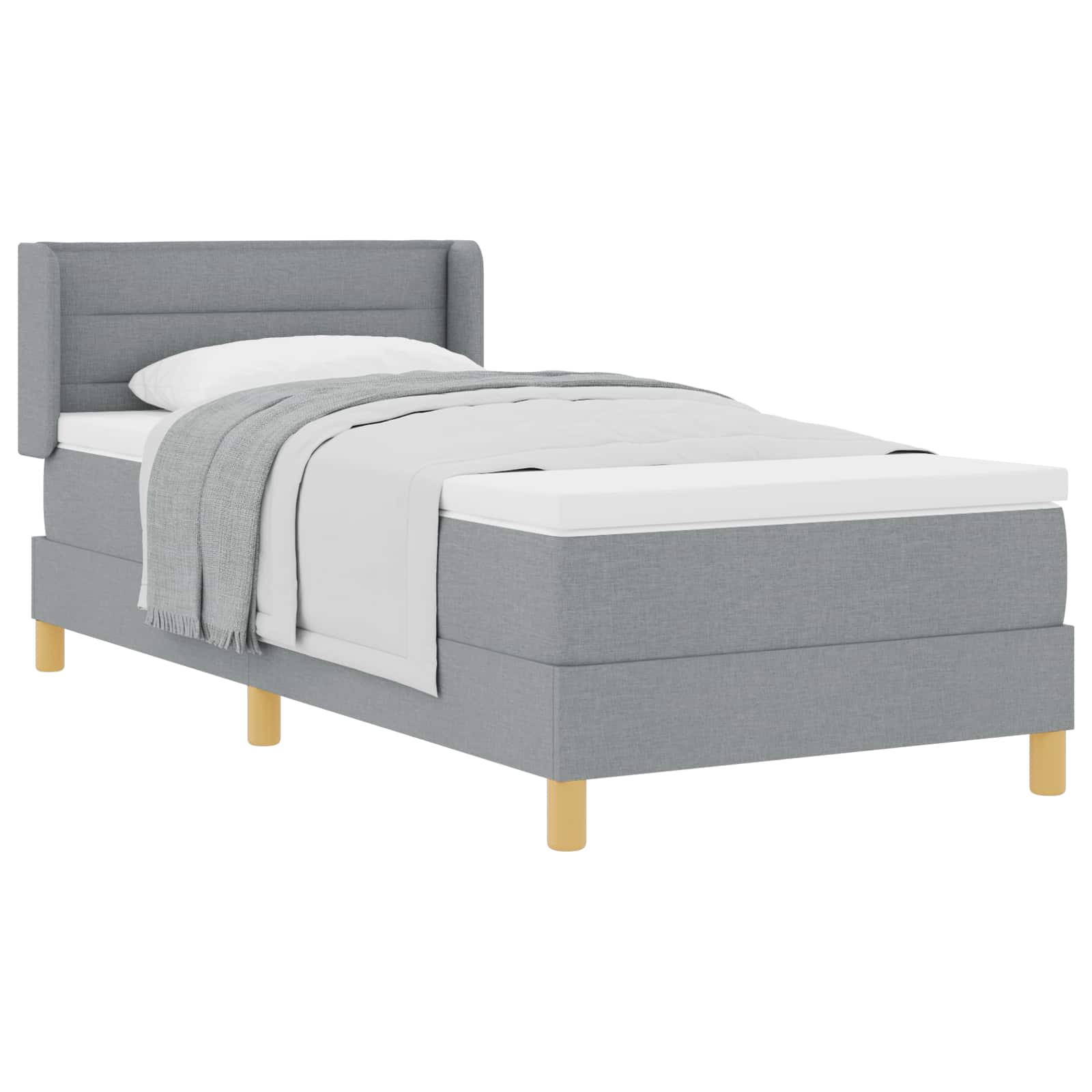 Lit à ressorts avec matelas Gris clair 200 x 80 cm tissu - XIOS