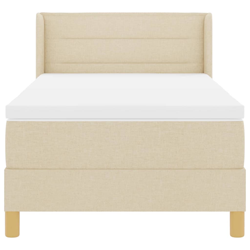 Lit à ressorts avec matelas Crème 190 x 90 cm tissu