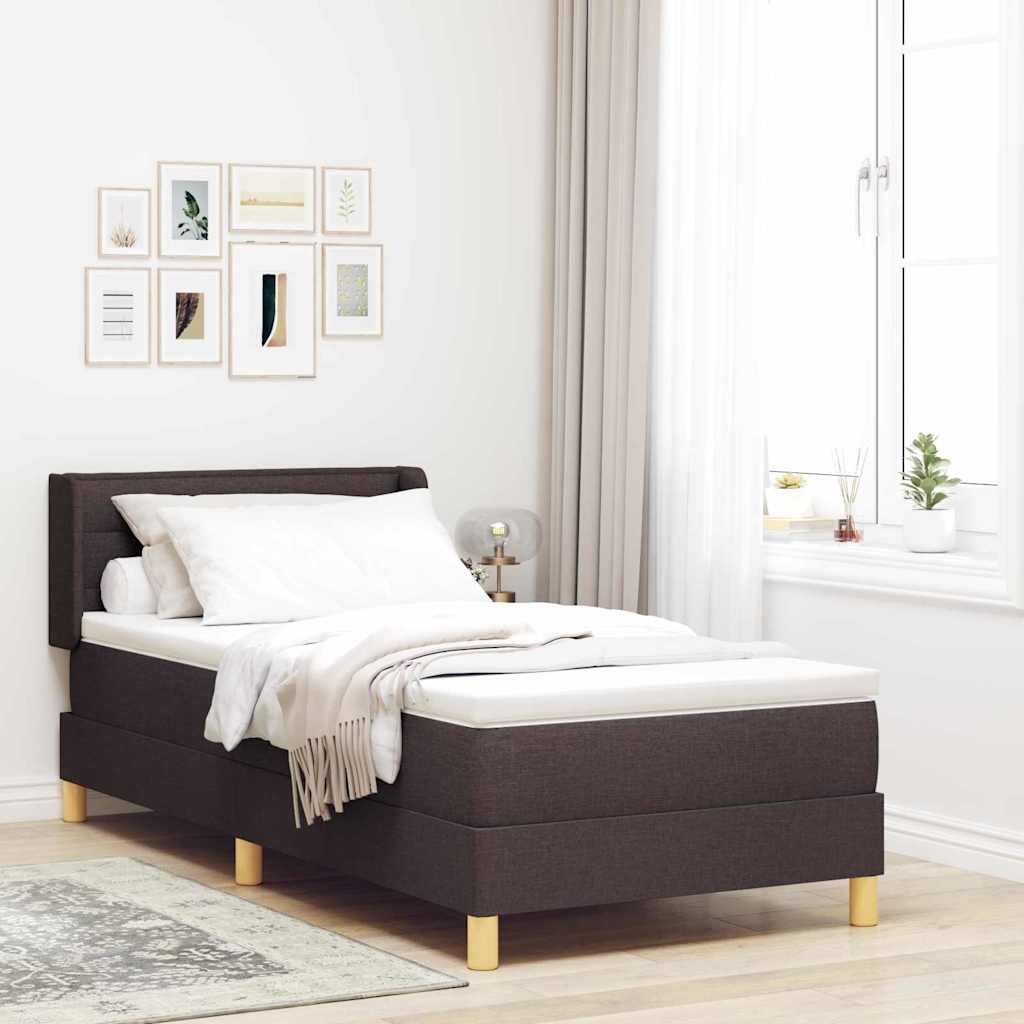 Lit à ressorts avec matelas Marron foncé 200 x 90 cm Polyester