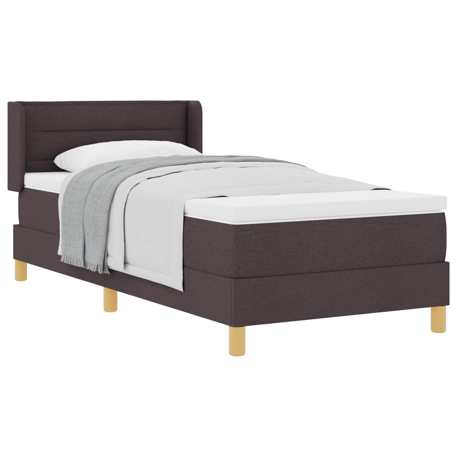 Lit à ressorts avec matelas Marron foncé 200 x 90 cm Polyester