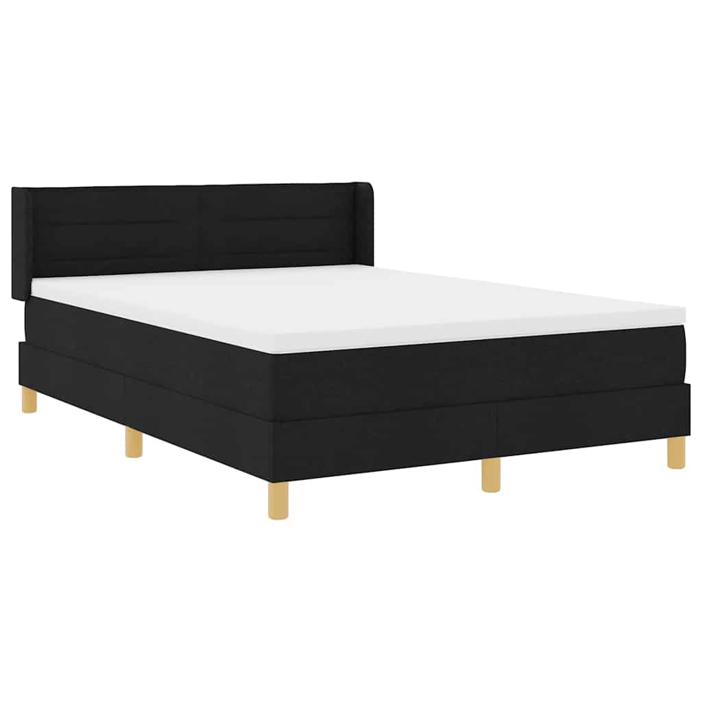 Lit à ressorts avec matelas Noir 190 x 140 cm tissu - XIOS