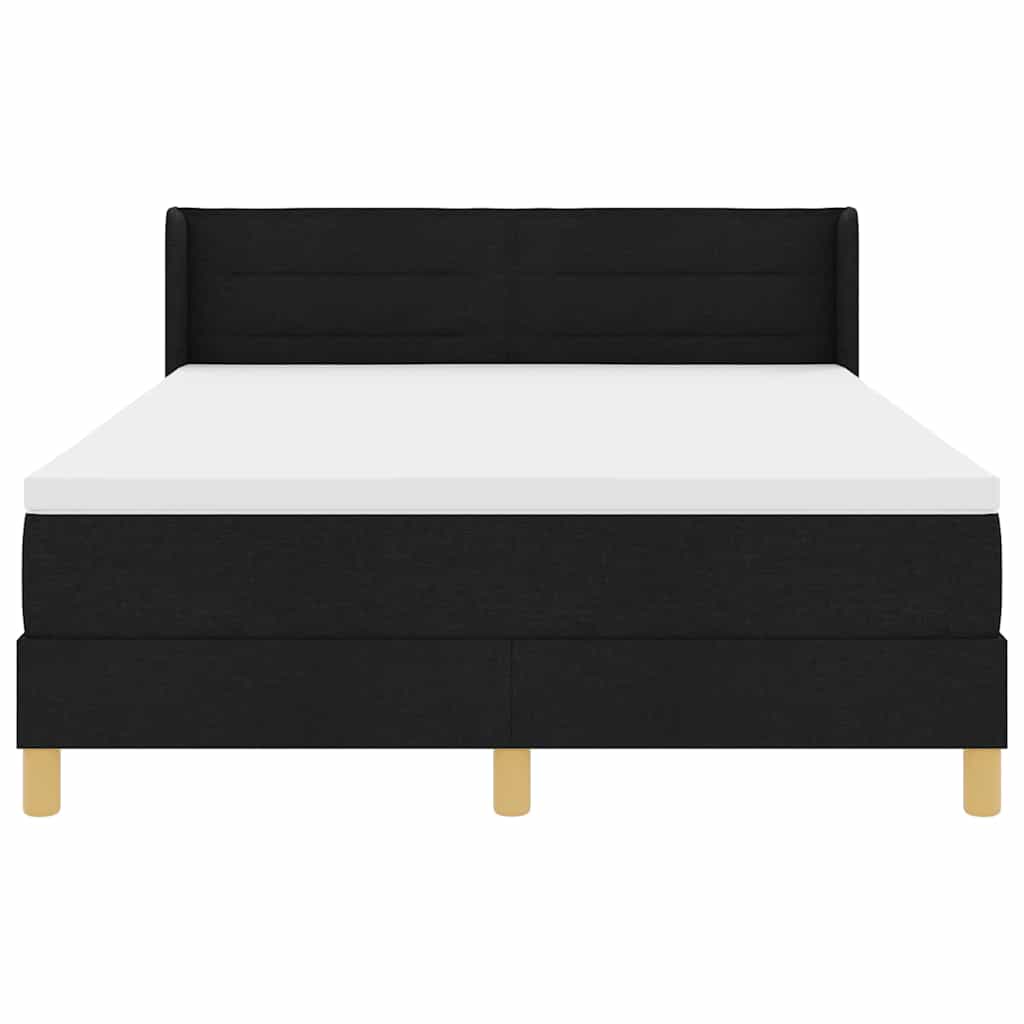 Lit à ressorts avec matelas Noir 190 x 140 cm tissu - XIOS