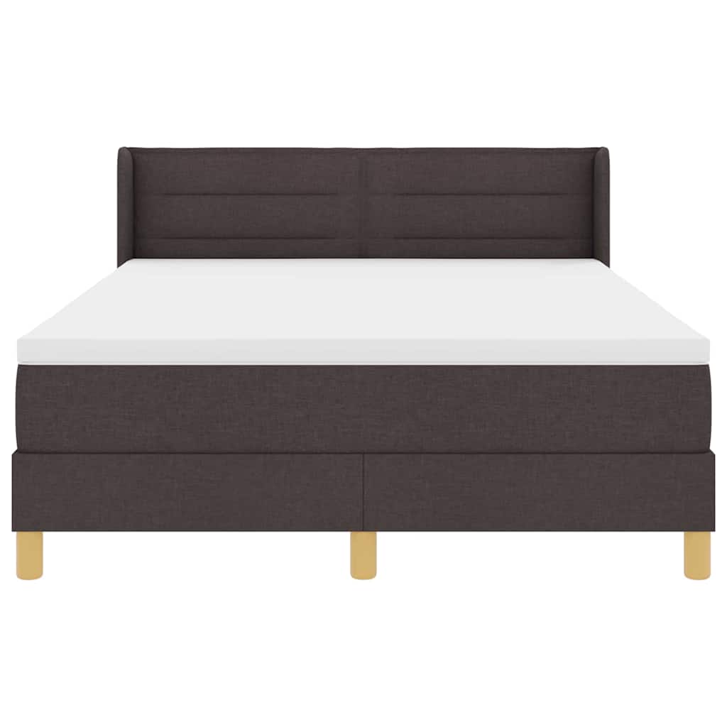 Lit à ressorts avec matelas Marron foncé 190 x 140 cm tissu