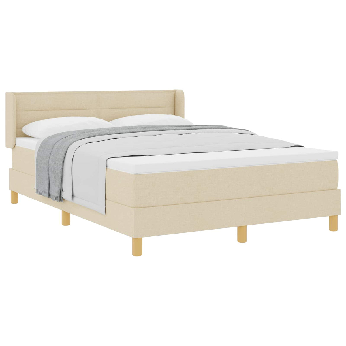 Lit à ressorts avec matelas Crème 190 x 140 cm tissu