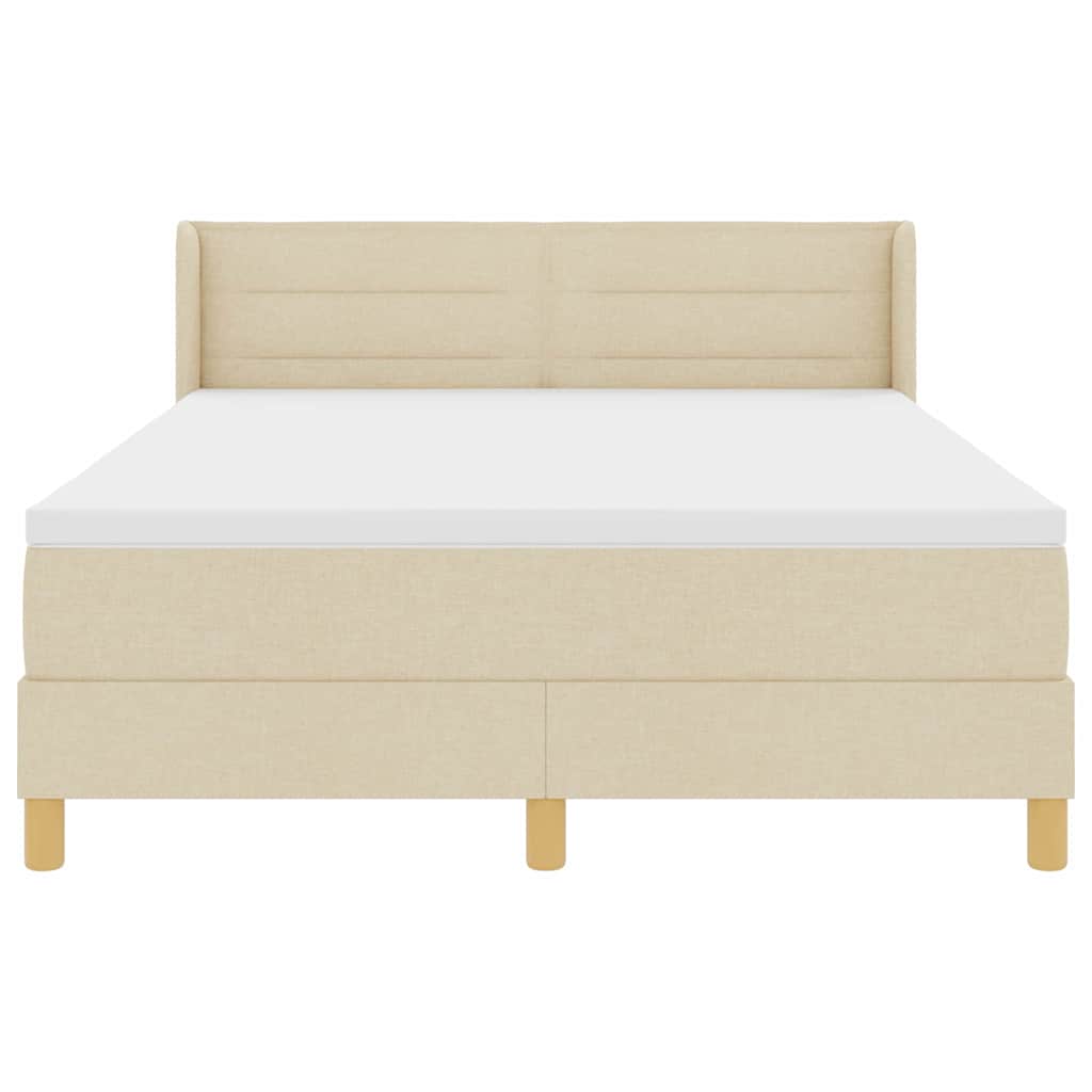 Lit à ressorts avec matelas Crème 190 x 140 cm tissu