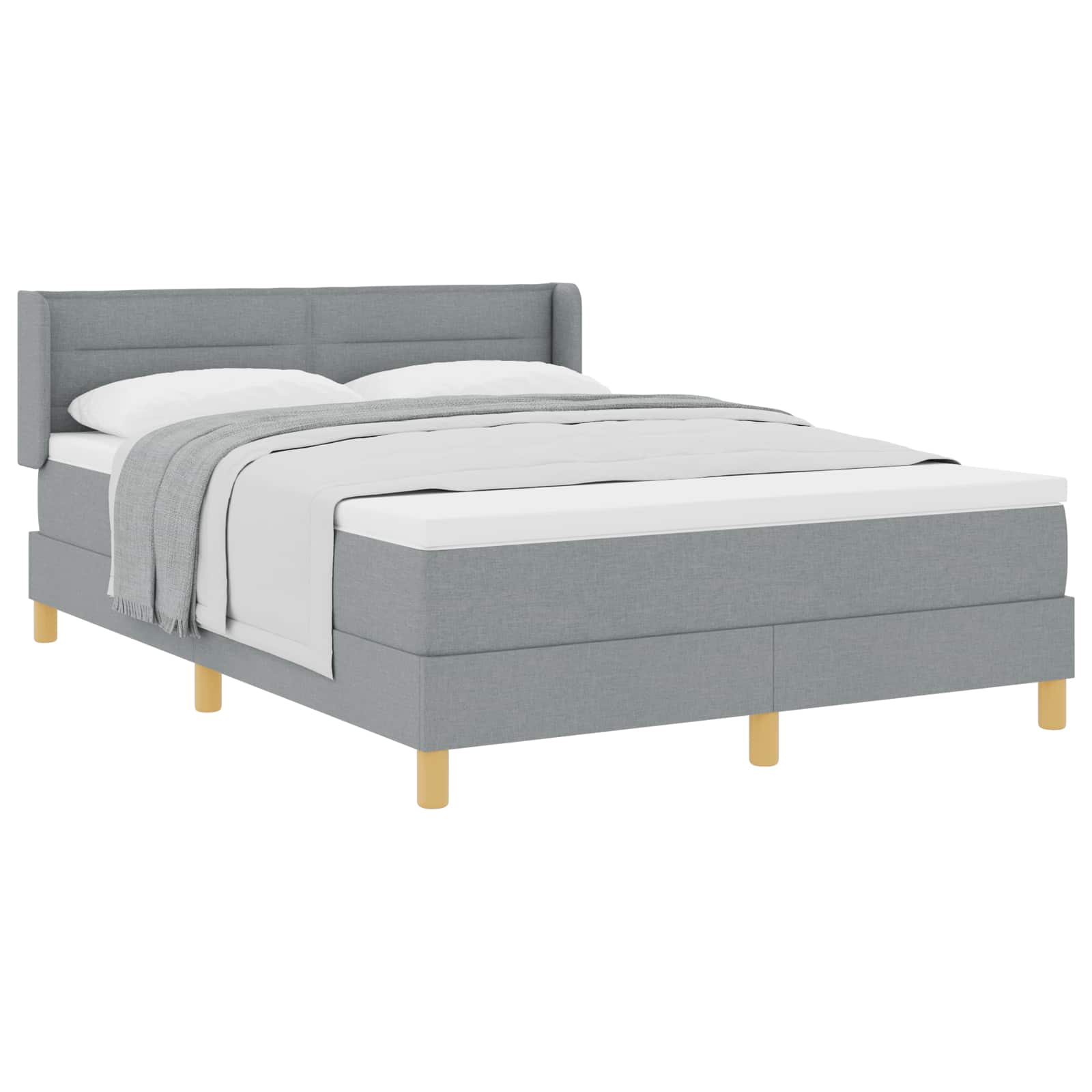 Lit à ressorts avec matelas Gris clair 200 x 140 cm tissu - XIOS