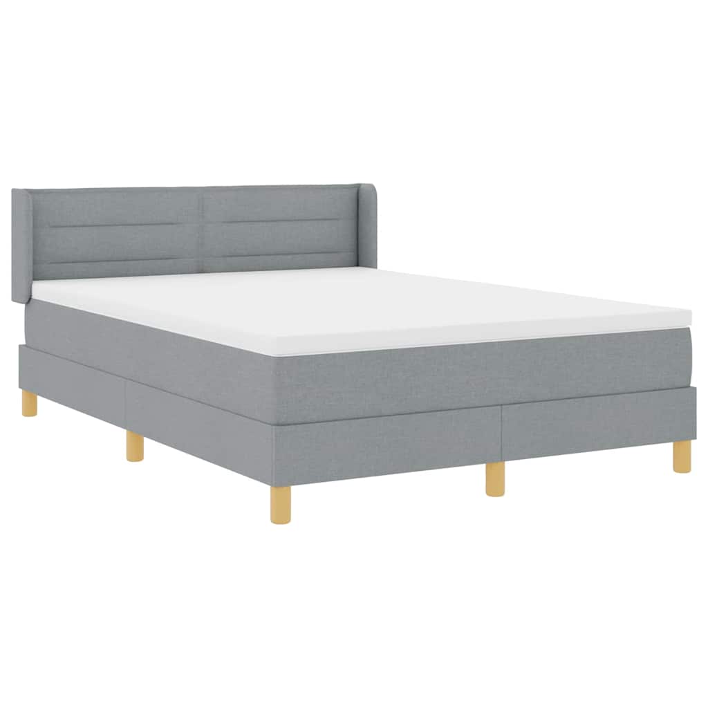 Lit à ressorts avec matelas Gris clair 200 x 140 cm tissu - XIOS