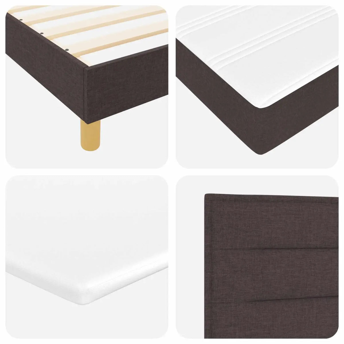 Lit à ressorts avec matelas Marron foncé 200 x 140 cm tissu - XIOS