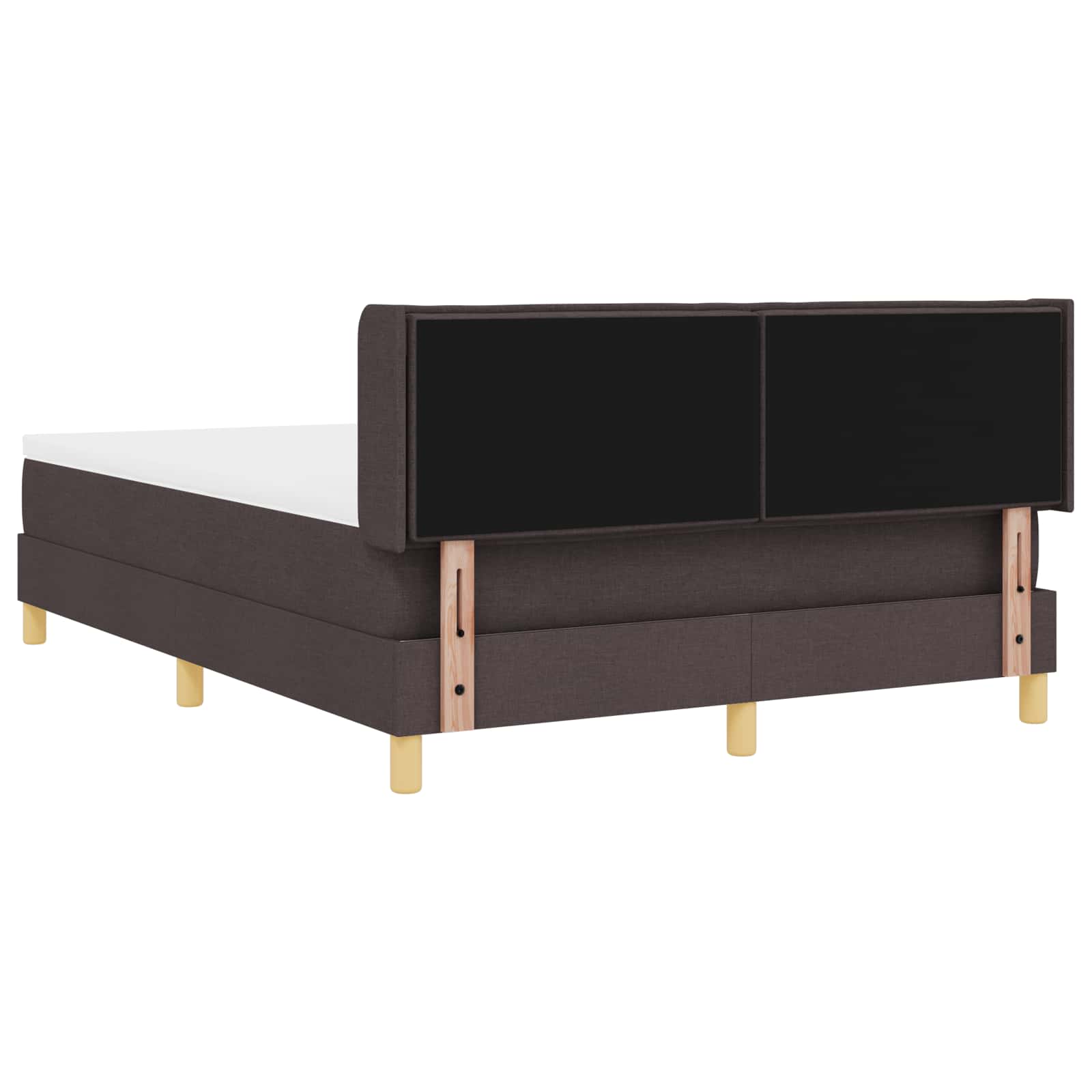 Lit à ressorts avec matelas Marron foncé 200 x 140 cm tissu