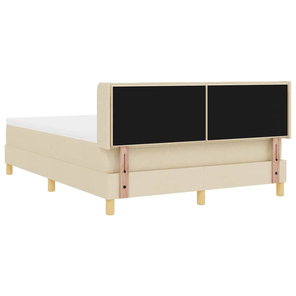 Lit à ressorts avec matelas Crème 200 x 140 cm tissu