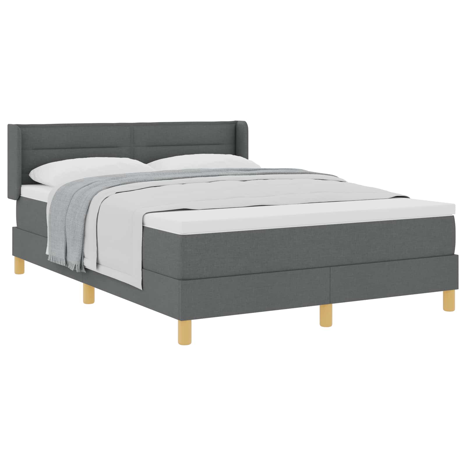 Lit à ressorts avec matelas Gris foncé 200 x 160 cm tissu - XIOS