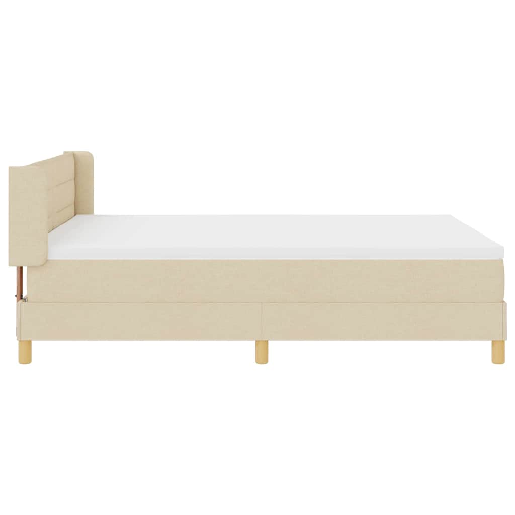 Lit à ressorts avec matelas Crème 200 x 160 cm tissu