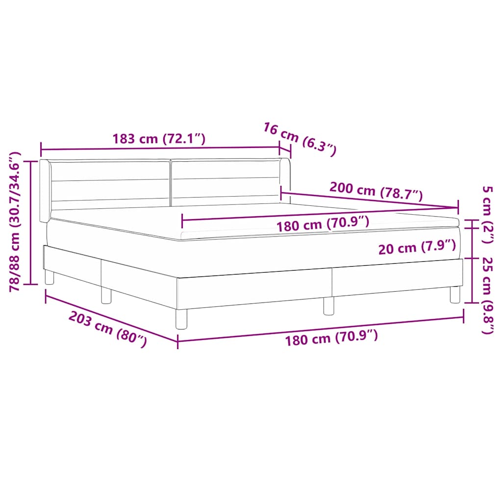 Lit à ressorts avec matelas Gris foncé 200 x 180 cm Polyester - XIOS