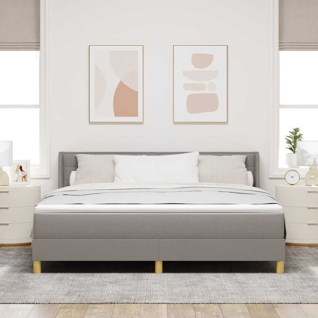 Lit à ressorts avec tête de lit Taupe 200 x 180 cm tissu