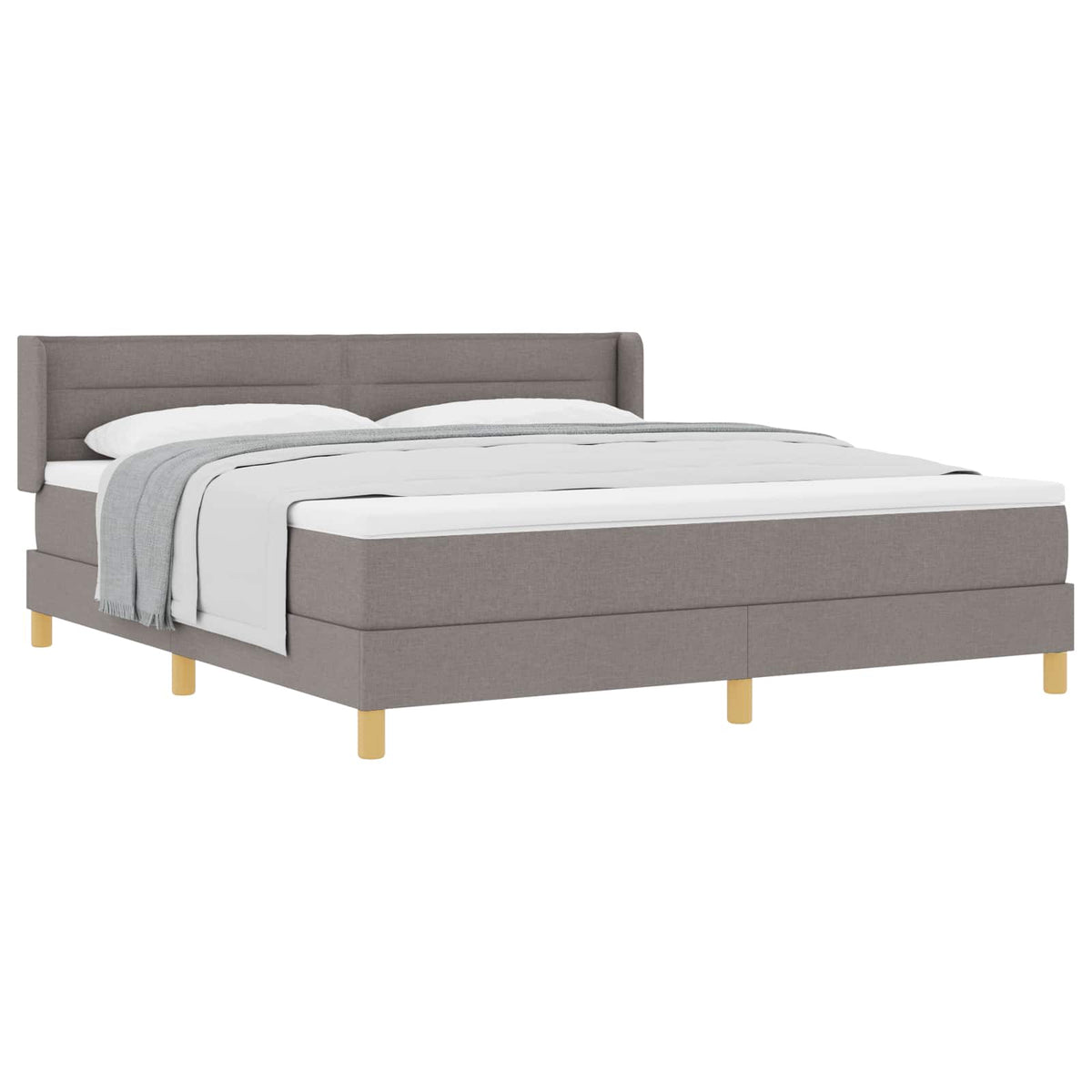 Lit à ressorts avec tête de lit Taupe 200 x 180 cm tissu