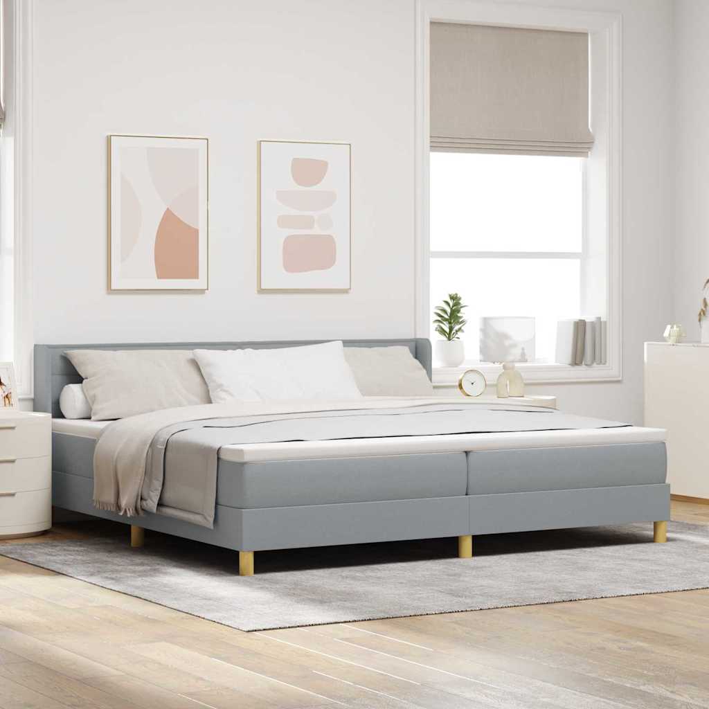 Lit à Ressorts avec matelas Gris clair 200 x 200 cm tissu