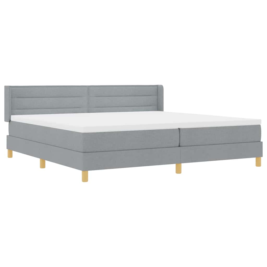 Lit à Ressorts avec matelas Gris clair 200 x 200 cm tissu - XIOS