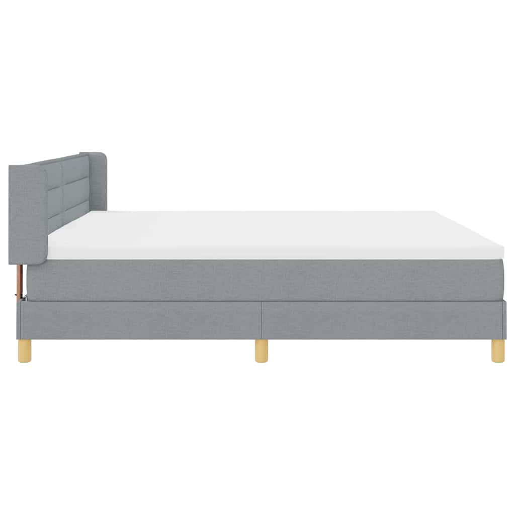 Lit à Ressorts avec matelas Gris clair 200 x 200 cm tissu - XIOS
