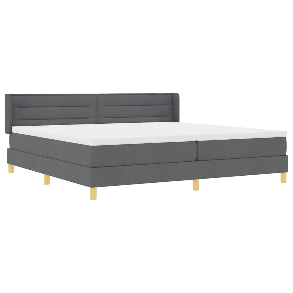 Lit à Ressorts avec matelas Gris foncé 200 x 200 cm tissu