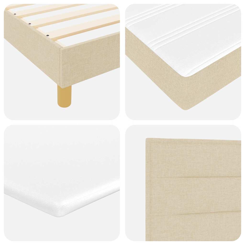 Lit à Ressorts avec matelas Crème 200 x 200 cm tissu