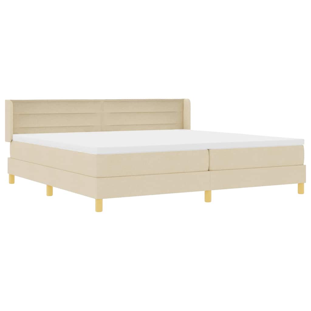 Lit à Ressorts avec matelas Crème 200 x 200 cm tissu