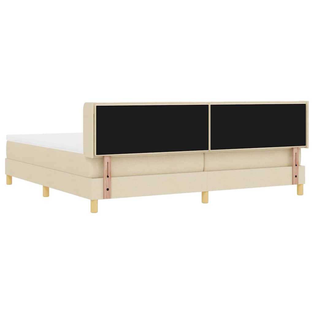 Lit à Ressorts avec matelas Crème 200 x 200 cm tissu