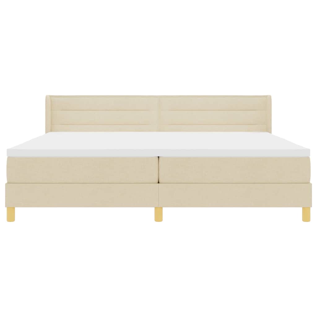 Lit à Ressorts avec matelas Crème 200 x 200 cm tissu