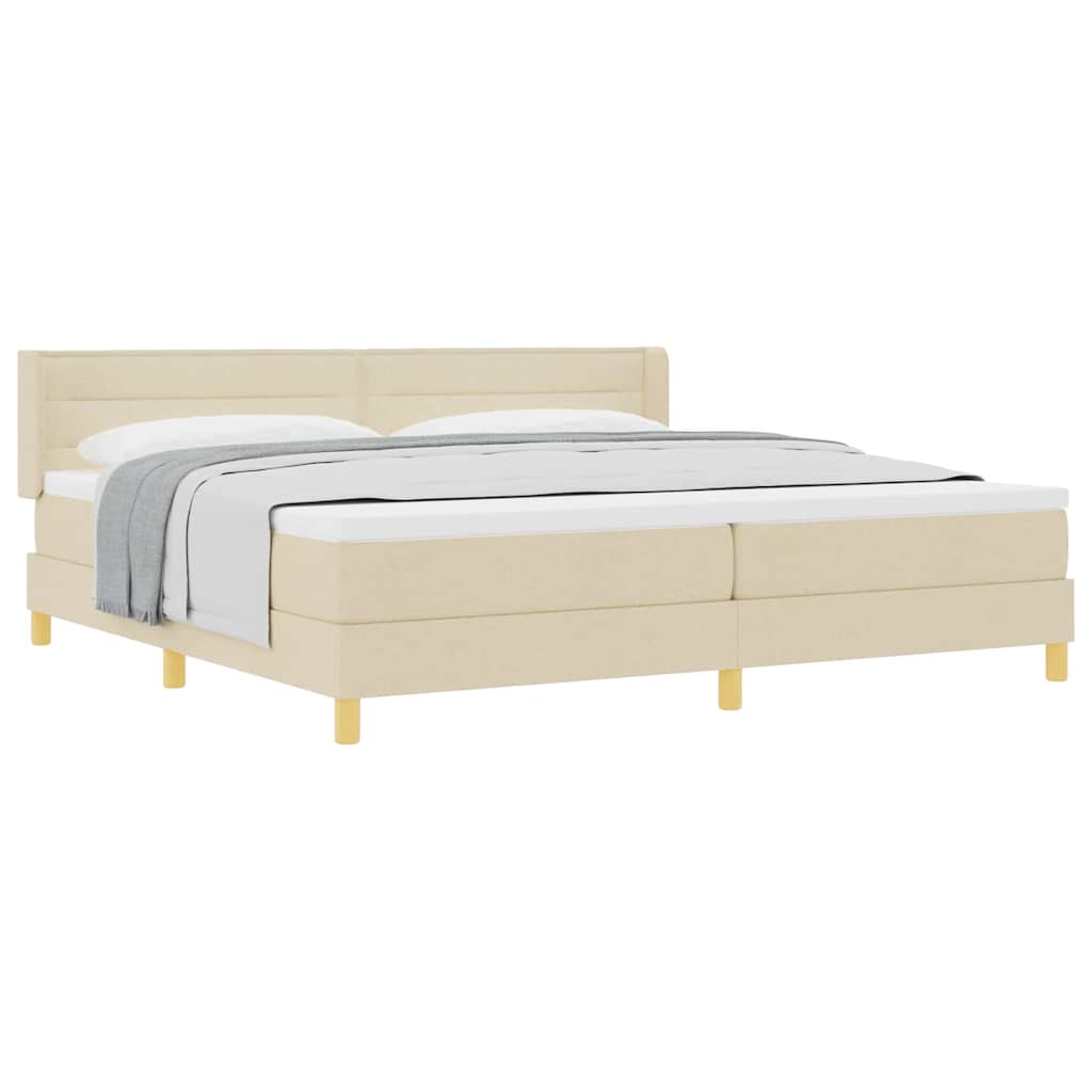 Lit à Ressorts avec matelas Crème 200 x 200 cm tissu